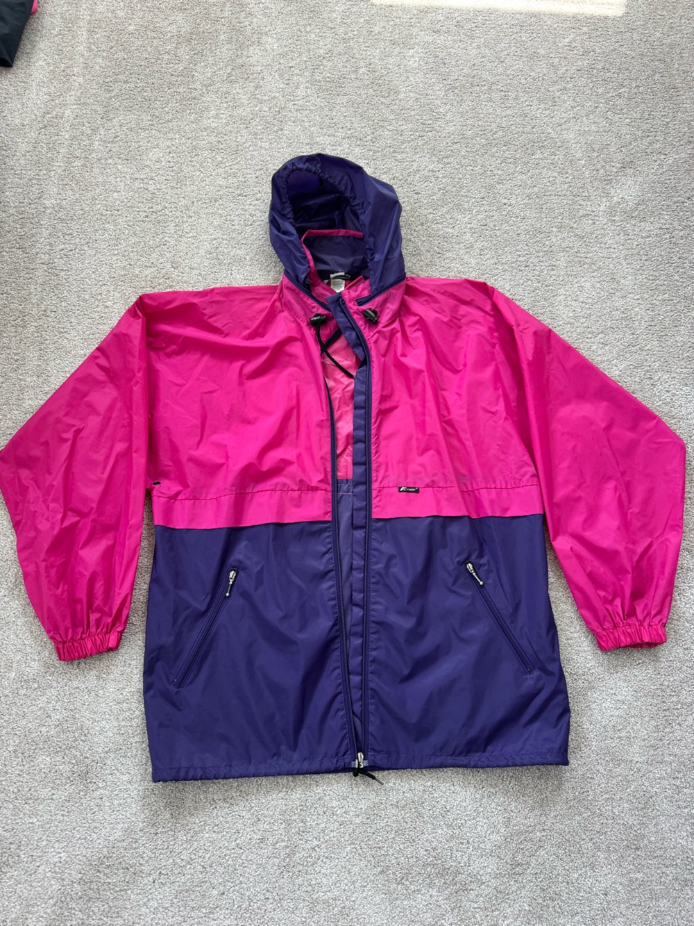 K-Way Vintage Colorblock Windbreaker Rain Jacket Packable Pink Purple 90s